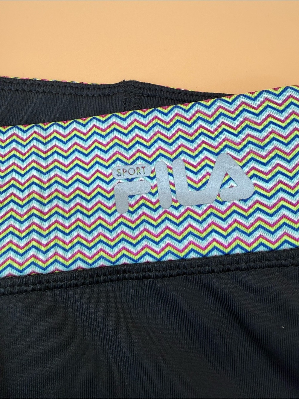 FILA Sport Y2K Capri Running Leggings Navy Blue Colorblock Size L - Picture 4 of 8